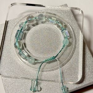 Handmade woven string braided bracelet transparent glass bead friendship jewelry